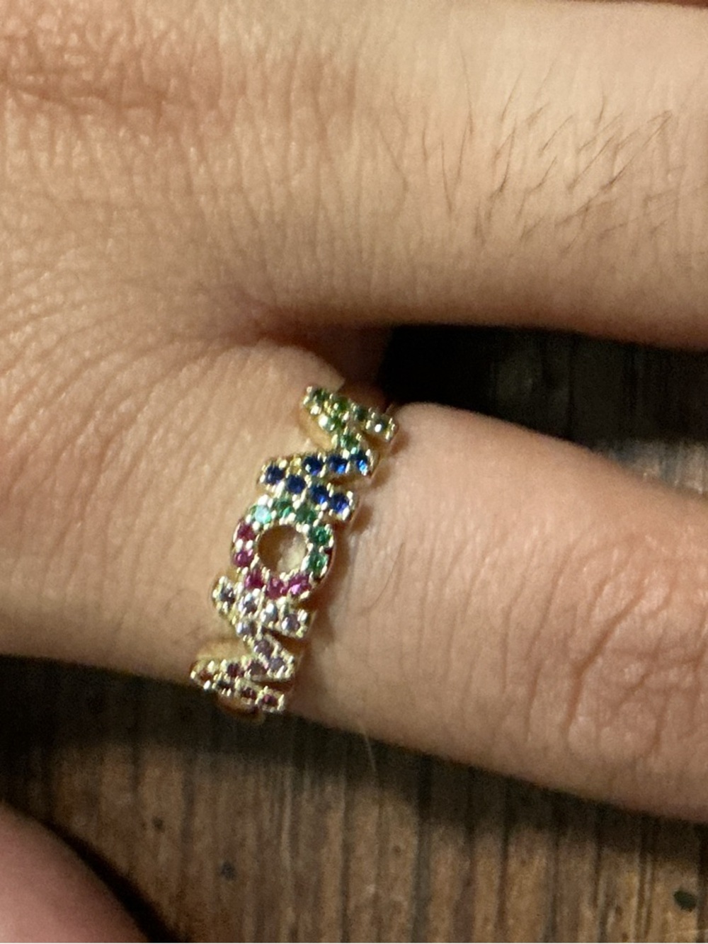 Gold-Tone Multicolor 'MOM' Ring - Women's Fashion Jewelry